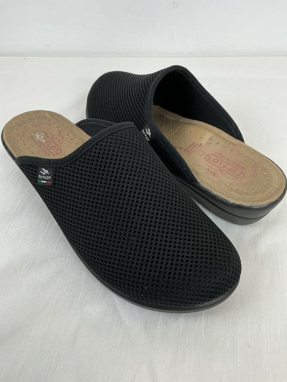 Fly Flot Stretch Knit Slip On Shoes Black Anti-Shock Italy Made Size 9 / 40